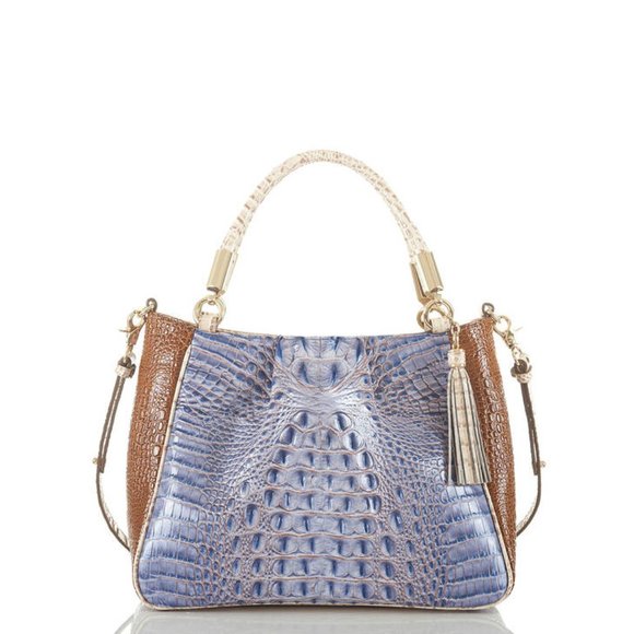 Brahmin Medium Rudy Tote Denim Washed Indigo Ipanema Leather Bag - Picture 2 of 11